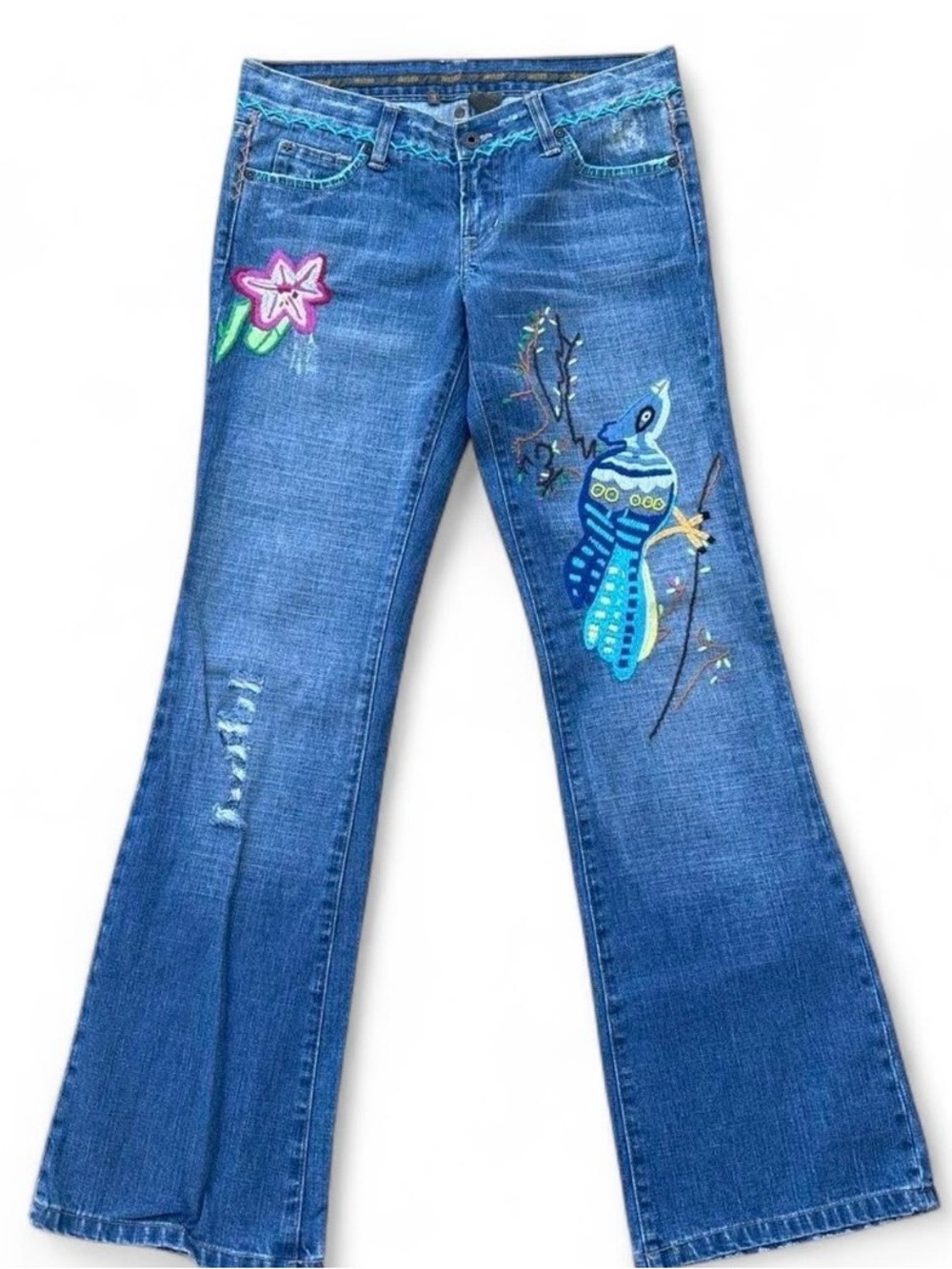 Switch USA Vintage Embroidered Boot Cut Denim Jeans Size 28